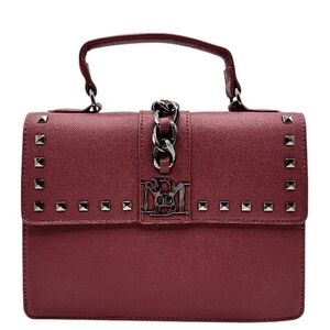 Badgley Mischka Burgundy Satchel with Stud Accents